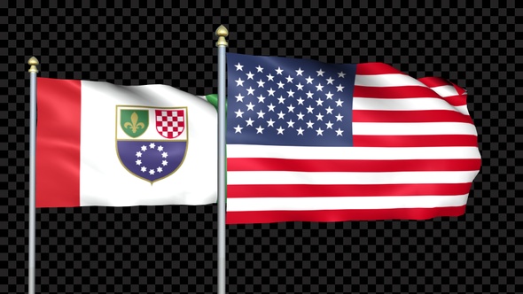 Bosnia And Herze Govina Federation Of And United States Two Countries Flags Waving