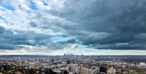 Los Angeles From Runyon Canyon Park Dark Clouds