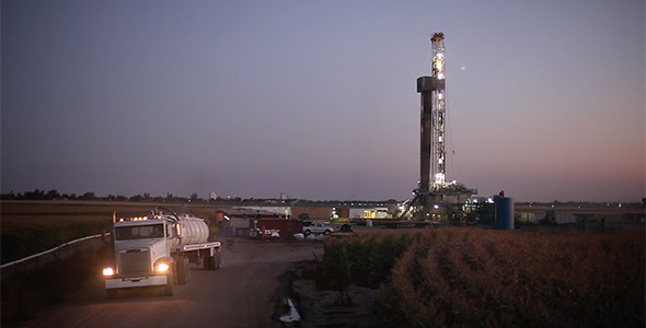 Truck Leaving Oil and Gas Drilling Platform