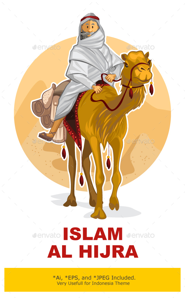 Arabian Bedouin Riding A Camel, Al Hijra Islamic