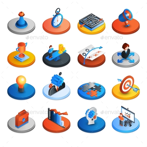 Business Strategy Isometric Icons