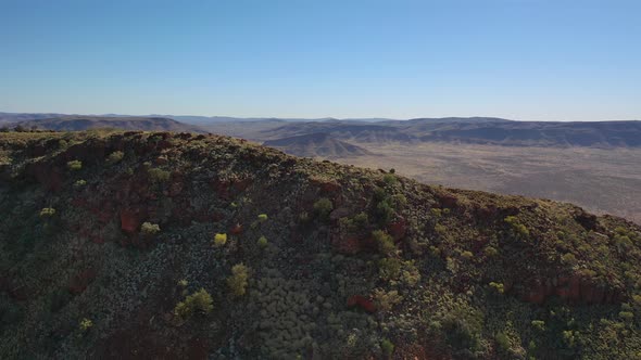 Summit of Mt Bruce, Karijini National Park, Western Australia Sunrise Sunset 4K Aerial Drone