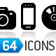 64 Black Media Icons - GraphicRiver Item for Sale