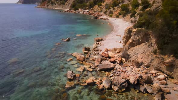 Ses Boques beach in Ibiza, Spain