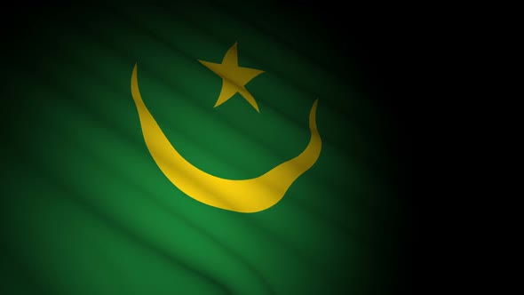 Mauritania Flag Blowing in Wind