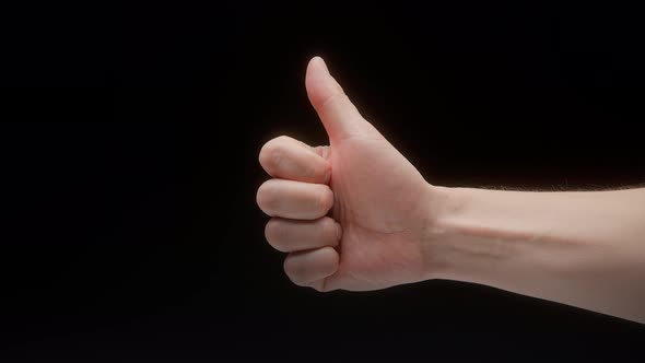 Closeup of a Hand Gesture on a Black Background Like Gesture Shooting a Gesturing in Studio