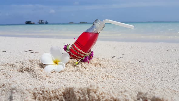 Luxury overhead copy space shot of a sandy white paradise beach and blue ocean background in best qu