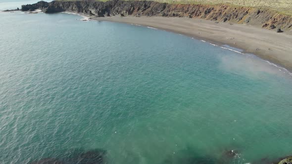 Amazing Aerial View of Djupalonssandur Coastline Iceland in Summer Season