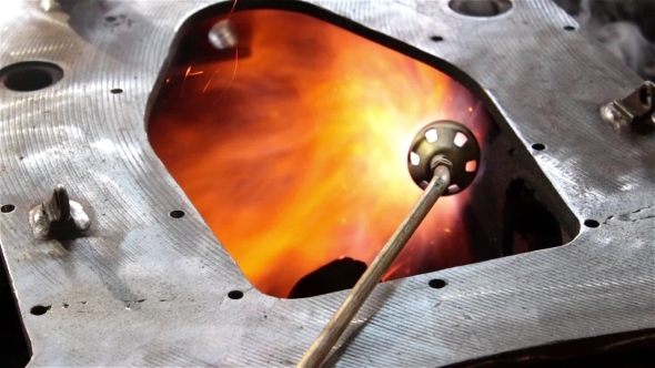 Burning Gas Torch Metal Sparks And Fire