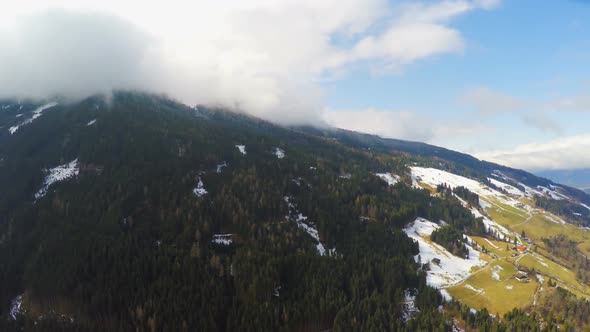 Austrian Alps, Thick Clouds Over Mountain Peak, High Humidity, Weather