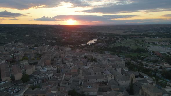 Maumee River Running Through the City of Toledo in Spain Sunset