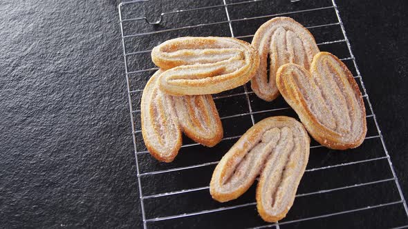 Fresh baked cookies on baking tray 4k