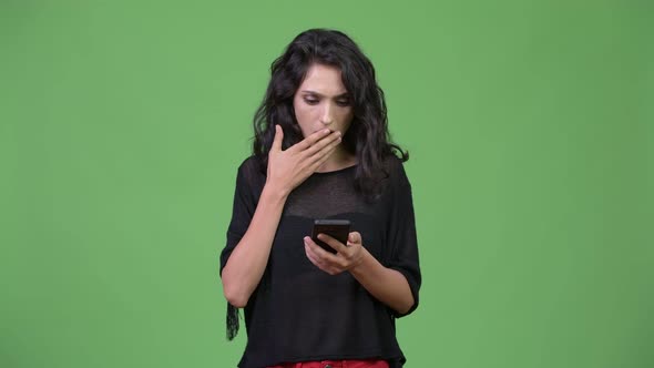 Young Beautiful Woman Using Phone
