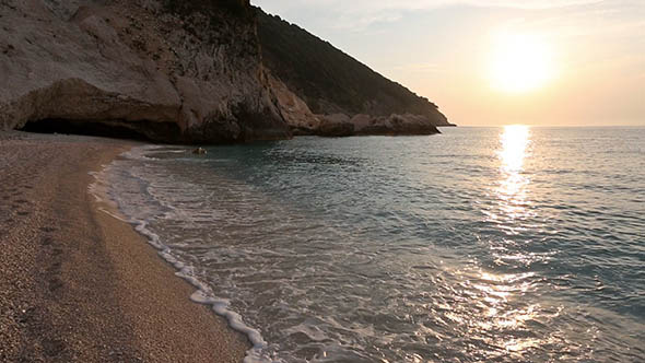 Sunset on Myrtos Beach (Greece,  Kefalonia)