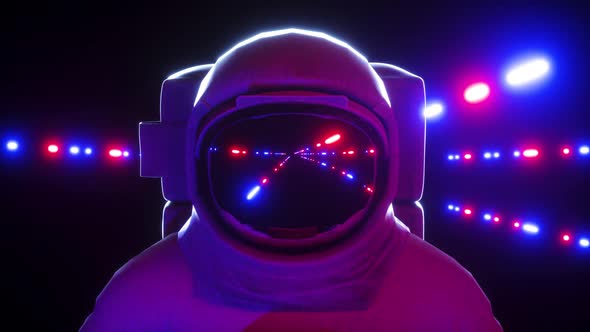 Astronaut With Neon Laser Lights In Dark Space HD