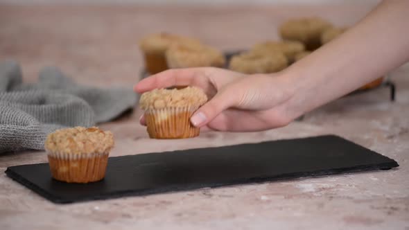 Homemade Autumn Pumpkin Muffins With Brown Sugar Crumble.