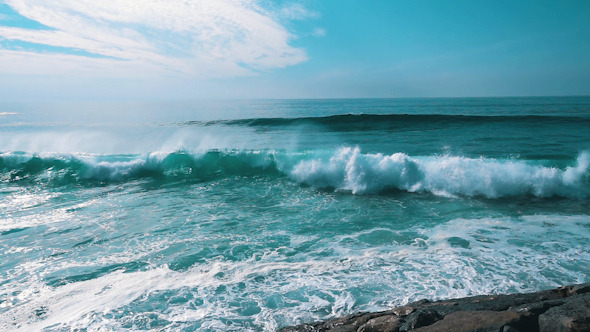 Ocean Waves Incoming On Shore