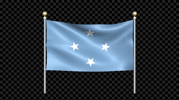 Micronesia Federated States Flag Waving In Double Pole Looped
