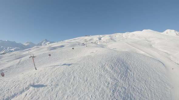 Gondola ski lift in Gudauri. Georgia 2018 winter