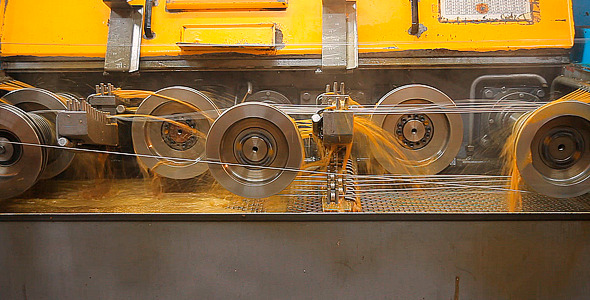 Industrial machine works in a factory