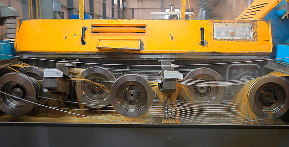 Industrial machine works in a factory