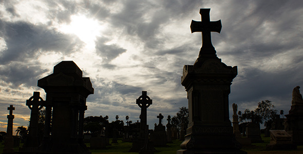 Spooky Cemetery at Dusk