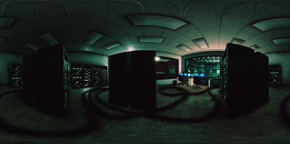 VR360 Futuristic Dark Data Center with Metal and Lights alt