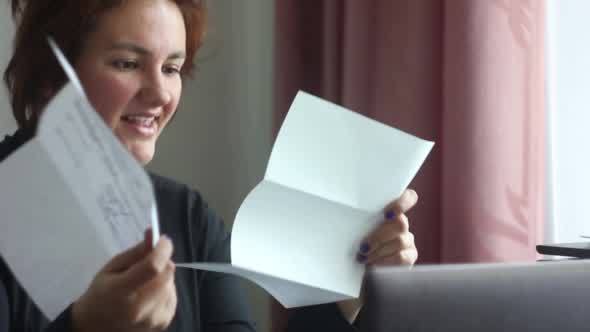 Woman Reading Nice News