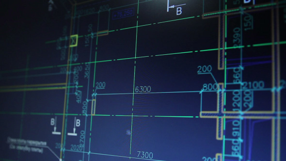 Blueprints And Drawings On Monitor