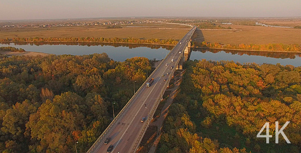 Modern Automobile Bridge Across the River