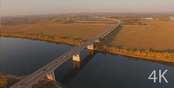 Modern Automobile Bridge Across the River