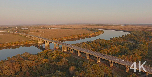 Modern Automobile Bridge Across the River
