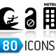 80 Black Hotel And Vacation Icons - GraphicRiver Item for Sale