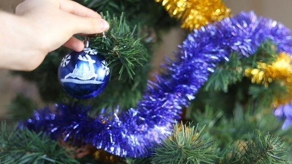 Christmas Decoration Blue And Yellow Balls 