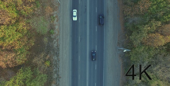 Cars Driving on The Highway. Top View