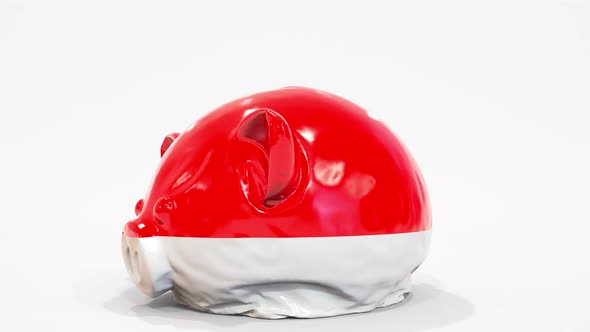 Deflating Inflatable Piggy Bank with Printed Flag of Indonesia