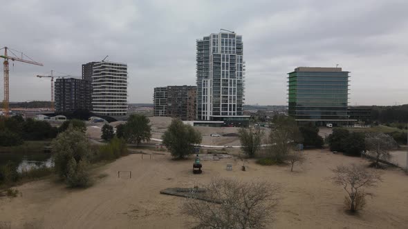 Aerial of Almeerderstrand Residential Appartements Modern Building Site