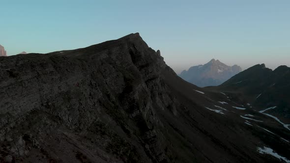 Aerial Fly Near Monte Pelmo in Dolomites Italy at Sunset 