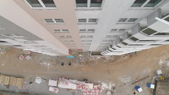 Aerial view of Construction site with a multi-storey apartment building 08