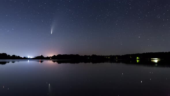 Comet Neowise C2020 F3 at Sunet Over the River