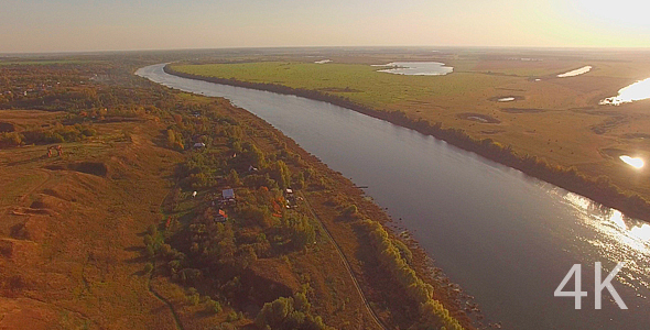 Small Village by the River at Dawn