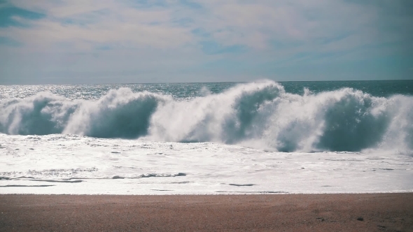 Ocean Waves Breaking On Shore