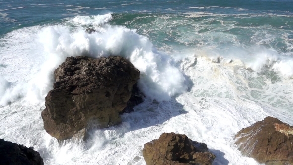 Ocean Waves Breaking On Shore