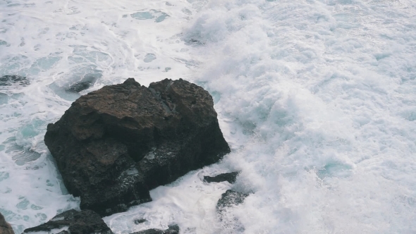 Ocean Waves Breaking On Shore