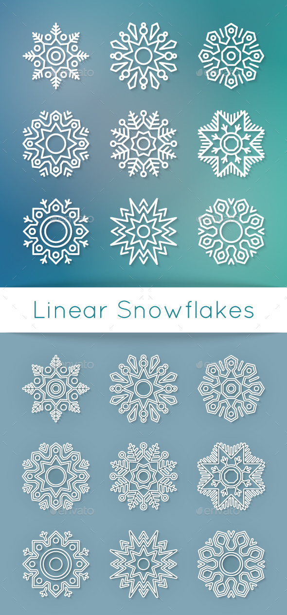 Christmas Flat Line Snowflakes