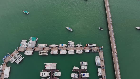 Aerial View of Chalong Bay with Yachts in Phuket