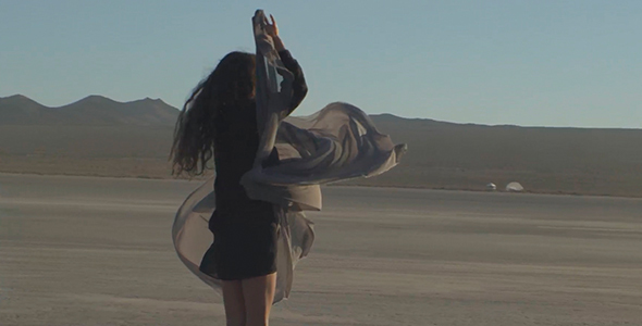 Girl With The Waving Fabric In The Desert 02