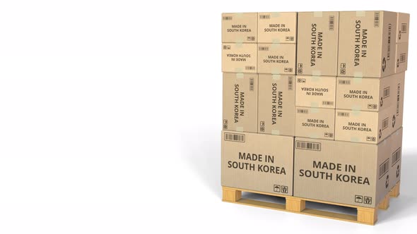 Warehouse Cartons with MADE IN SOUTH KOREA Text