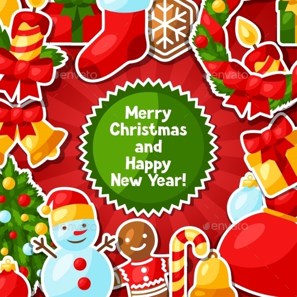 Merry Christmas And Happy New Year Sticker