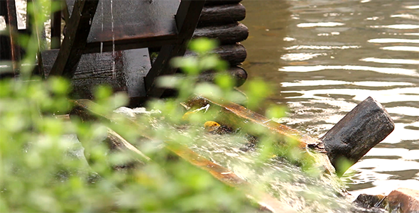 Water Mill - Water Hitting the Water Mill Wheel 6